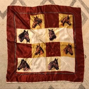 Vintage Red and Gold Horse Print Scarf